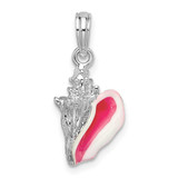 Image of Sterling Silver Polished Enameled Small Conch Shell Pendant
