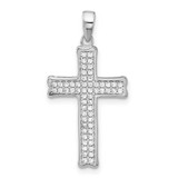 Image of Sterling Silver Rhodium-plated Polished CZ Pave Cross Pendant