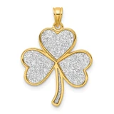 Image of Sterling Silver Polished Gold-tone Glitter Paper Clover Pendant