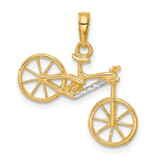 Image of 14K Yellow Gold and White Rhodium Diamond-cut 3D Bicycle Pendant