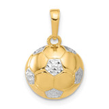 Image of 14K Yellow Gold and White Rhodium Diamond-cut Soccer Ball Pendant