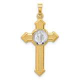 Image of 14k Two-tone Gold Textured Hollow Budded St Benedict Cross Pendant