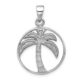 Image of Sterling Silver Rhodium-Plated Textured and Polished Palm Tree Pendant