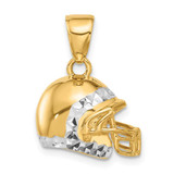 Image of 14K Yellow Gold and White Rhodium Diamond-cut 3D Football Helmet Pendant