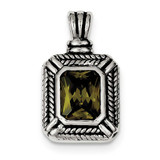 Image of Sterling Silver Green CZ Square Pendant