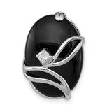 Image of Sterling Silver Rhodium-plated Onyx and CZ Slide Pendant