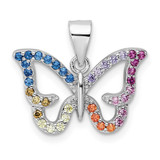 Image of Sterling Silver Rhodium-plated Multicolor CZ Butterfly Pendant