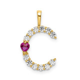 Image of Gold-plated Sterling Silver Large Initial C CZ & Created Ruby Pendant