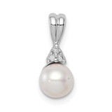 Image of Sterling Silver Rhodium Plated Diamond and Freshwater Cultured Pearl Pendant QP3198