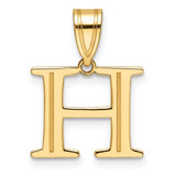 Image of 14K Yellow Gold Polished Etched Letter H Initial Pendant YC1539H