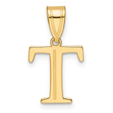 Image of 14K Yellow Gold Polished Etched Letter T Initial Pendant YC1539T
