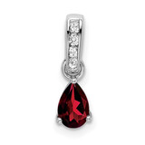 Image of 14K White Gold Pear Garnet and Diamond Pendant PM7409-GA-005-WA