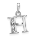 Image of 14K White Gold Diamond Letter H Initial Pendant YC1541WH