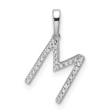 Image of 14K White Gold Diamond Letter M Initial Pendant PM9798M-009-WA