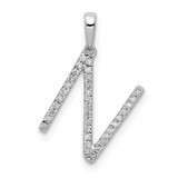 Image of 14K White Gold Diamond Letter N Initial Pendant PM5222N-010-WA