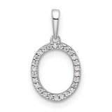Image of 14K White Gold Diamond Letter O Initial Pendant PM9798O-008-WA