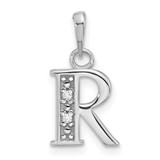 Image of 14K White Gold Diamond Letter R Initial Pendant YC1541WR
