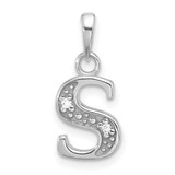 Image of 14K White Gold Diamond Letter S Initial Pendant YC1541WS