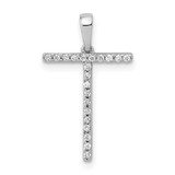 Image of 14K White Gold Diamond Letter T Initial Pendant PM5222T-007-WA