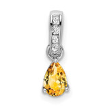 Image of 14K White Gold Pear Citrine and Diamond Pendant PM7409-CI-005-WA