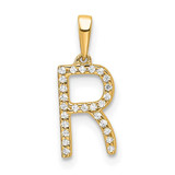 Image of 14K Yellow Gold Diamond Letter R Initial Pendant PM9798R-008-YA
