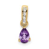 Image of 14K Yellow Gold Pear Amethyst and Diamond Pendant PM7409-AM-005-YA