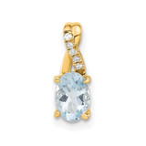 Image of 14K Yellow Gold Oval Aquamarine and Diamond Pendant PM4235-AQ-003-4YA