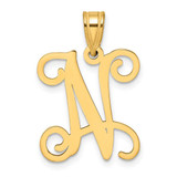 Image of Sterling Silver Gold-plated Letter N Initial Pendant XNA518GP/N