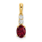 Image of 14K Yellow Gold Oval Created Ruby and Diamond Pendant PM7406-CRU-013-YA