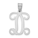 Image of Sterling Silver Rhodium-plated Letter D Initial Pendant XNA518SS/D
