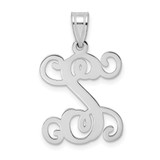 Image of Sterling Silver Rhodium-plated Letter S Initial Pendant XNA518SS/S