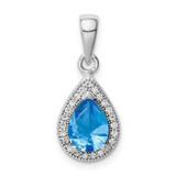 Image of Sterling Silver Rhodium-plated Blue and Clear CZ Pendant QP5247DEC