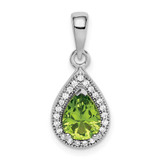 Image of Sterling Silver Rhodium-plated Green and Clear CZ Pendant QP5247AUG