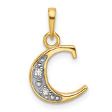 Image of 14K Yellow Gold with Rhodium Diamond Letter C Initial Pendant YC1541C
