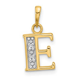 Image of 14K Yellow Gold with Rhodium Diamond Letter E Initial Pendant YC1541E