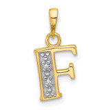 Image of 14K Yellow Gold with Rhodium Diamond Letter F Initial Pendant YC1541F