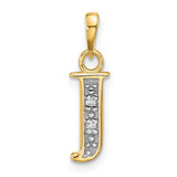 Image of 14K Yellow Gold with Rhodium Diamond Letter J Initial Pendant YC1541J
