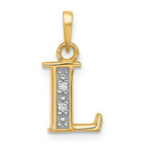 Image of 14K Yellow Gold with Rhodium Diamond Letter L Initial Pendant YC1541L