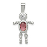 Image of Sterling Silver CZ & June Glass Boy Pendant