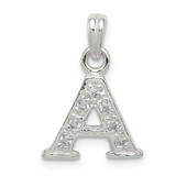Image of Sterling Silver CZ Letter A Initial Pendant