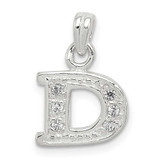 Image of Sterling Silver CZ Letter D Initial Pendant