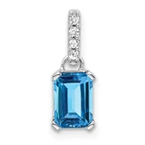 Image of 14K White Gold Blue Topaz and Diamond Pendant