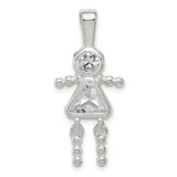 Image of Sterling Silver CZ & April Glass Girl Pendant