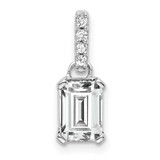 Image of 14K White Gold White Topaz and Diamond Pendant