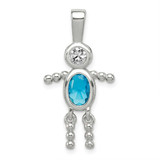 Image of Sterling Silver CZ & December Glass Boy Pendant