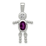 Image of Sterling Silver CZ & February Glass Boy Pendant