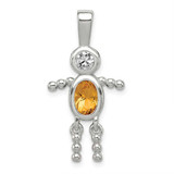 Image of Sterling Silver CZ & November Glass Boy Pendant