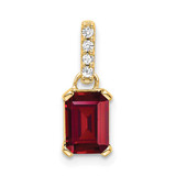 Image of 10k Yellow Gold Created Ruby and Diamond Pendant