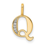 Image of 14K Yellow Gold Diamond Letter Q Initial Pendant