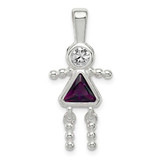 Image of Sterling Silver CZ & February Glass Girl Pendant